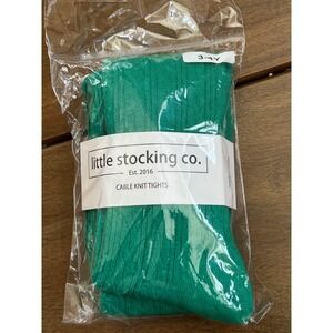 Little Stocking Co Kids Cable Knit Tights Emerald Green Size 3-4Y W21-EMERALD